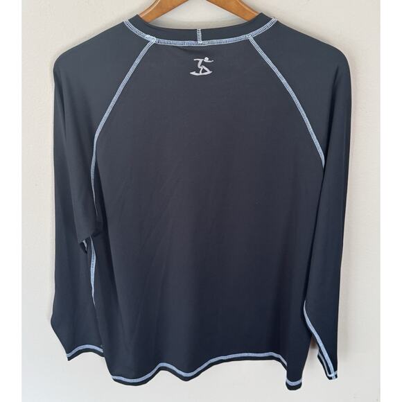 Mens Long Sleeve UZZI Surf Shirt Black With Logo Activewear XL - Picture 3 of 4